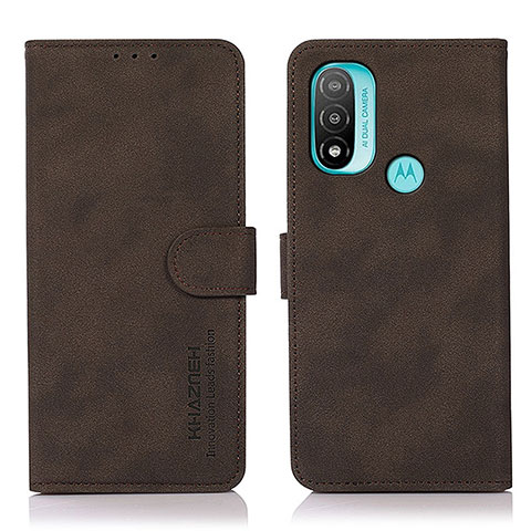 Custodia Portafoglio In Pelle Cover con Supporto D08Y per Motorola Moto E30 Marrone