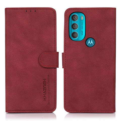 Custodia Portafoglio In Pelle Cover con Supporto D08Y per Motorola Moto G71 5G Rosso