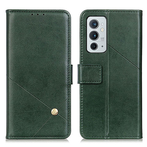 Custodia Portafoglio In Pelle Cover con Supporto D08Y per OnePlus 9RT 5G Verde