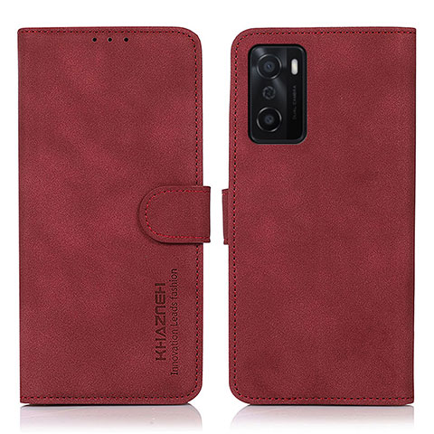 Custodia Portafoglio In Pelle Cover con Supporto D08Y per Oppo A55S 5G Rosso