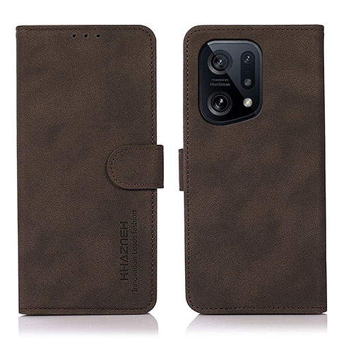 Custodia Portafoglio In Pelle Cover con Supporto D08Y per Oppo Find X5 5G Marrone