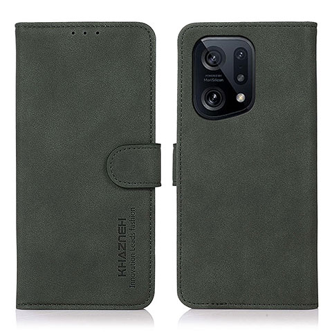 Custodia Portafoglio In Pelle Cover con Supporto D08Y per Oppo Find X5 5G Verde