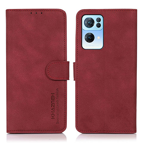 Custodia Portafoglio In Pelle Cover con Supporto D08Y per Oppo Reno7 Pro 5G Rosso