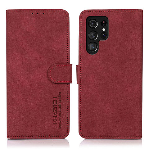 Custodia Portafoglio In Pelle Cover con Supporto D08Y per Samsung Galaxy S24 Ultra 5G Rosso