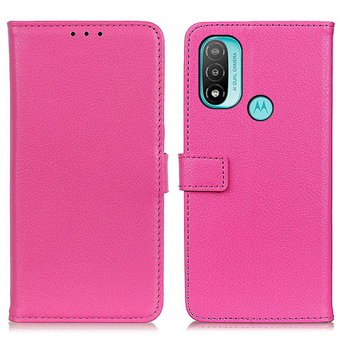 Custodia Portafoglio In Pelle Cover con Supporto D09Y per Motorola Moto E30 Rosa Caldo