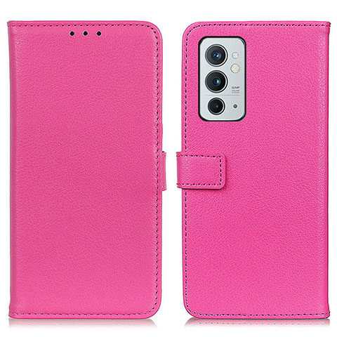 Custodia Portafoglio In Pelle Cover con Supporto D09Y per OnePlus 9RT 5G Rosa Caldo