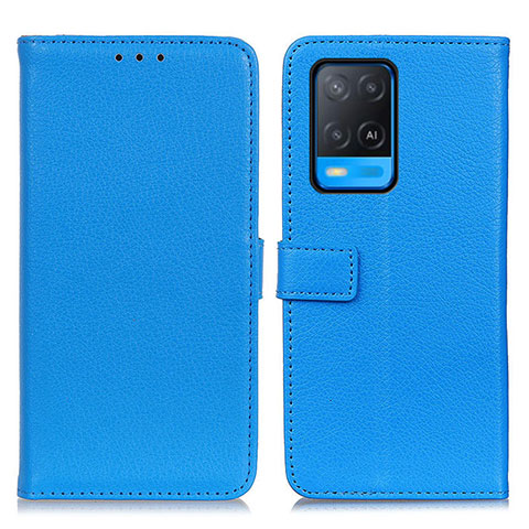 Custodia Portafoglio In Pelle Cover con Supporto D09Y per Oppo A54 4G Cielo Blu