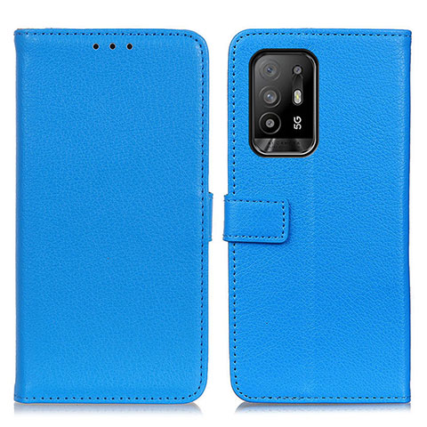 Custodia Portafoglio In Pelle Cover con Supporto D09Y per Oppo F19 Pro+ Plus 5G Cielo Blu