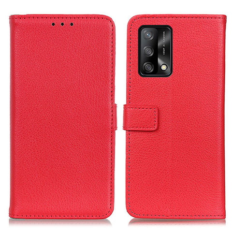 Custodia Portafoglio In Pelle Cover con Supporto D09Y per Oppo F19 Rosso