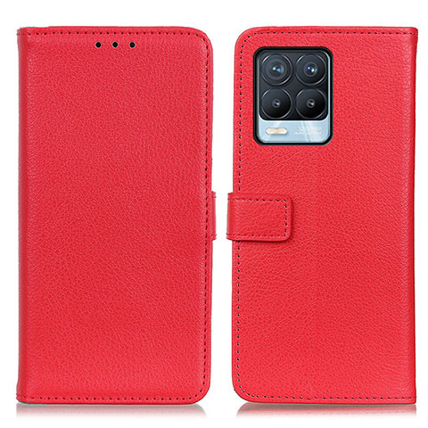 Custodia Portafoglio In Pelle Cover con Supporto D09Y per Realme 8 4G Rosso