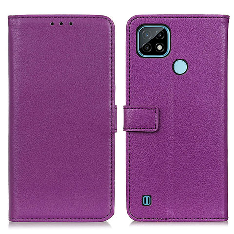 Custodia Portafoglio In Pelle Cover con Supporto D09Y per Realme C21 Viola