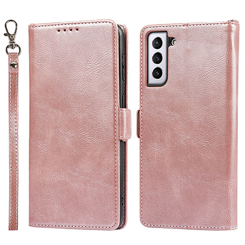 Custodia Portafoglio In Pelle Cover con Supporto D10T per Samsung Galaxy S21 Plus 5G Oro Rosa