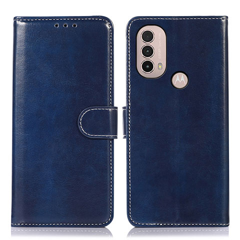 Custodia Portafoglio In Pelle Cover con Supporto D10Y per Motorola Moto E30 Blu