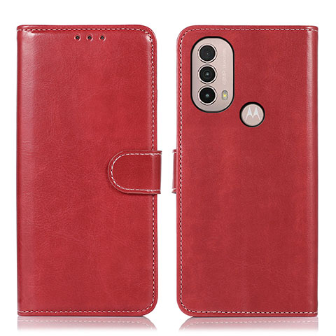 Custodia Portafoglio In Pelle Cover con Supporto D10Y per Motorola Moto E30 Rosso