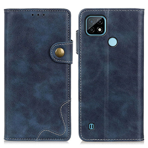 Custodia Portafoglio In Pelle Cover con Supporto D10Y per Realme C21 Blu