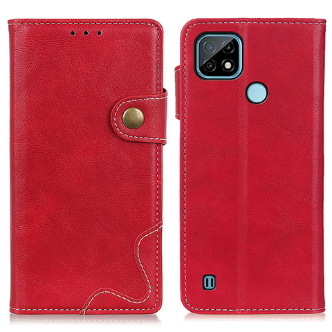 Custodia Portafoglio In Pelle Cover con Supporto D10Y per Realme C21 Rosso