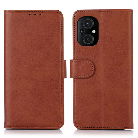 Custodia Portafoglio In Pelle Cover con Supporto D10Y per Xiaomi Poco M5 4G Marrone