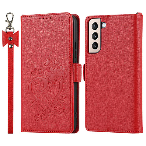 Custodia Portafoglio In Pelle Cover con Supporto D11T per Samsung Galaxy S21 5G Rosso