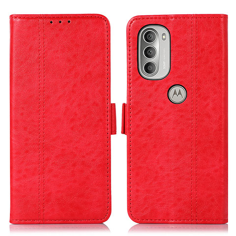 Custodia Portafoglio In Pelle Cover con Supporto D11Y per Motorola Moto G51 5G Rosso