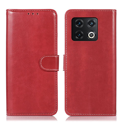 Custodia Portafoglio In Pelle Cover con Supporto D11Y per OnePlus 10 Pro 5G Rosso