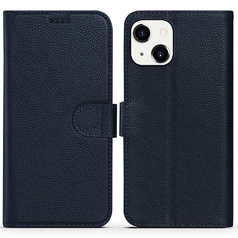 Custodia Portafoglio In Pelle Cover con Supporto DL1 per Apple iPhone 13 Blu