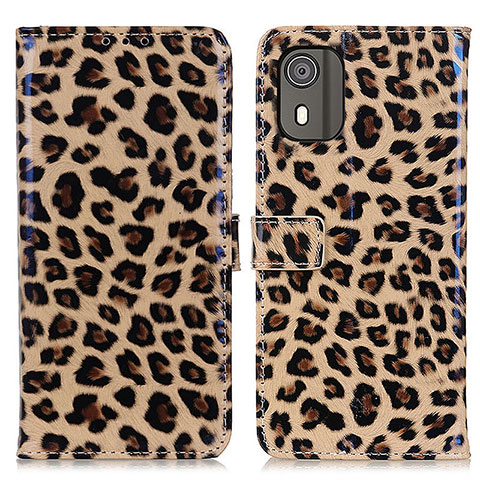 Custodia Portafoglio In Pelle Cover con Supporto DY01 per Nokia C02 Marrone