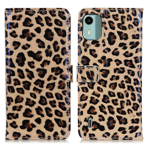 Custodia Portafoglio In Pelle Cover con Supporto DY01 per Nokia C12 Marrone