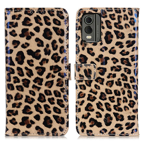 Custodia Portafoglio In Pelle Cover con Supporto DY01 per Nokia C210 Marrone