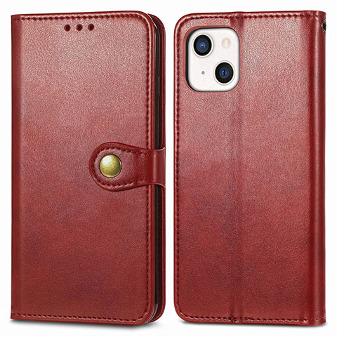 Custodia Portafoglio In Pelle Cover con Supporto F01 per Apple iPhone 13 Rosso