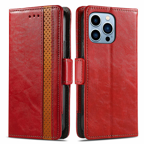 Custodia Portafoglio In Pelle Cover con Supporto F03 per Apple iPhone 13 Pro Rosso