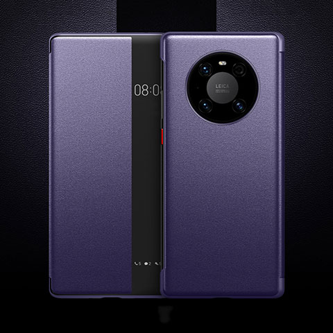 Custodia Portafoglio In Pelle Cover con Supporto F04 per Huawei Mate 40 Pro Viola