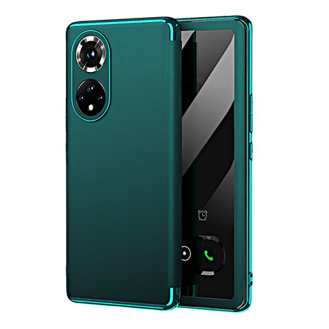 Custodia Portafoglio In Pelle Cover con Supporto GS1 per Huawei Honor 50 5G Verde