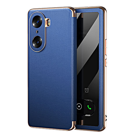 Custodia Portafoglio In Pelle Cover con Supporto GS1 per Huawei Honor 60 5G Blu