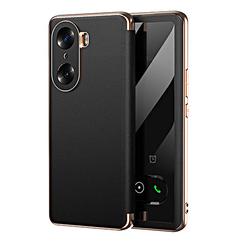 Custodia Portafoglio In Pelle Cover con Supporto GS1 per Huawei Honor 60 Pro 5G Nero