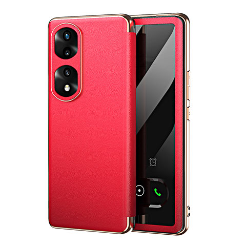 Custodia Portafoglio In Pelle Cover con Supporto GS1 per Huawei Honor 70 Pro 5G Rosso