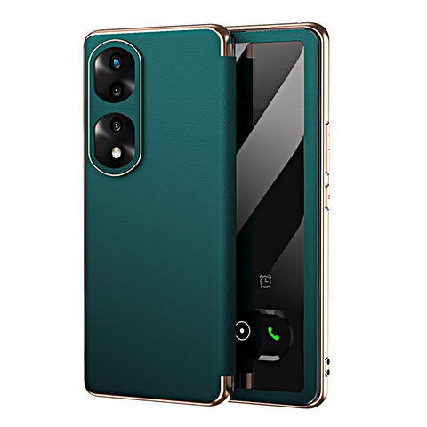 Custodia Portafoglio In Pelle Cover con Supporto GS1 per Huawei Honor 70 Pro 5G Verde