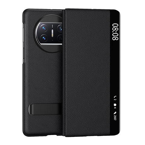 Custodia Portafoglio In Pelle Cover con Supporto GS1 per Huawei Mate X3 Nero