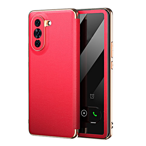 Custodia Portafoglio In Pelle Cover con Supporto GS1 per Huawei Nova 10 Pro Rosso