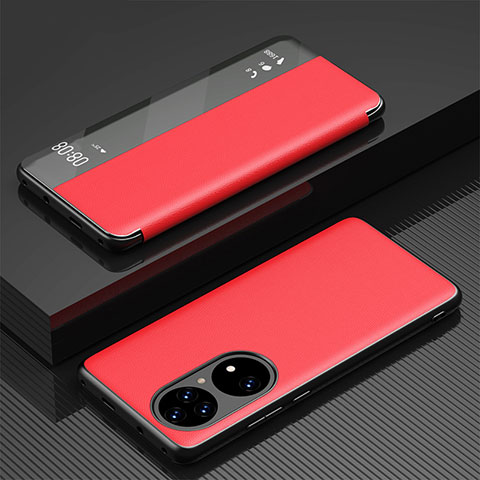 Custodia Portafoglio In Pelle Cover con Supporto GS1 per Huawei P50 Pro Rosso