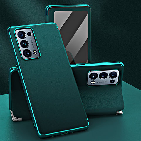 Custodia Portafoglio In Pelle Cover con Supporto GS1 per Oppo Reno6 Pro 5G Verde