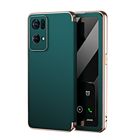 Custodia Portafoglio In Pelle Cover con Supporto GS2 per Oppo Reno7 Pro 5G Verde