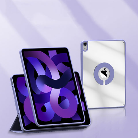 Custodia Portafoglio In Pelle Cover con Supporto H01 per Apple iPad Air 4 10.9 (2020) Viola