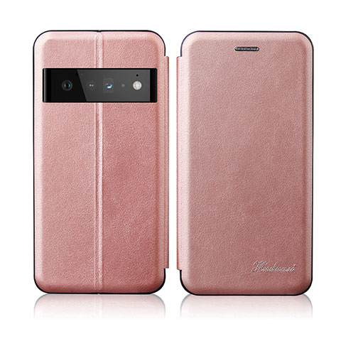 Custodia Portafoglio In Pelle Cover con Supporto H01D per Google Pixel 6 Pro 5G Oro Rosa