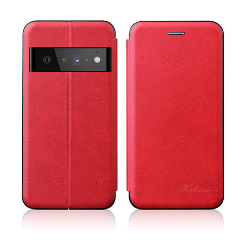 Custodia Portafoglio In Pelle Cover con Supporto H01D per Google Pixel 6 Pro 5G Rosso