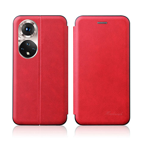 Custodia Portafoglio In Pelle Cover con Supporto H01D per Huawei Honor 50 5G Rosso