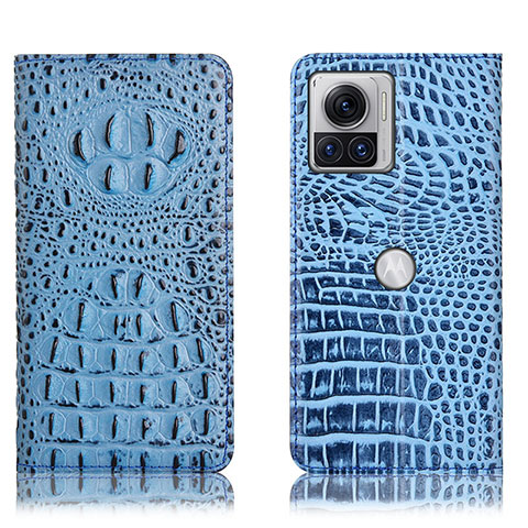 Custodia Portafoglio In Pelle Cover con Supporto H01P per Motorola Moto Edge 30 Ultra 5G Cielo Blu