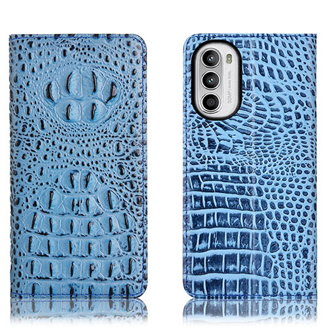 Custodia Portafoglio In Pelle Cover con Supporto H01P per Motorola Moto G71s 5G Cielo Blu