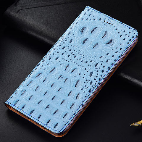 Custodia Portafoglio In Pelle Cover con Supporto H01P per Samsung Galaxy S22 Ultra 5G Cielo Blu