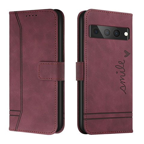 Custodia Portafoglio In Pelle Cover con Supporto H01X per Google Pixel 7 Pro 5G Rosso