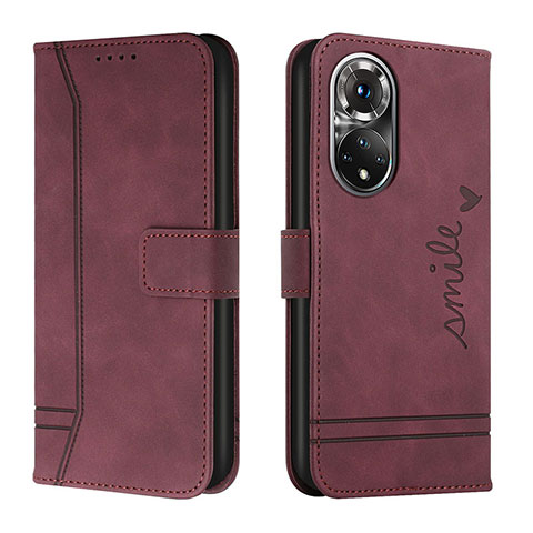 Custodia Portafoglio In Pelle Cover con Supporto H01X per Huawei Honor 50 Pro 5G Rosso